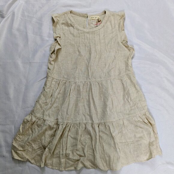 New In Tan Ruffled Babydoll Dress Women's Size Large Brand New with Tags - Picture 3 of 5